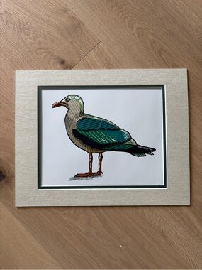 Original Artwork Seagull Glossy Matted Artist Signed Colorful, Ocean Beach House